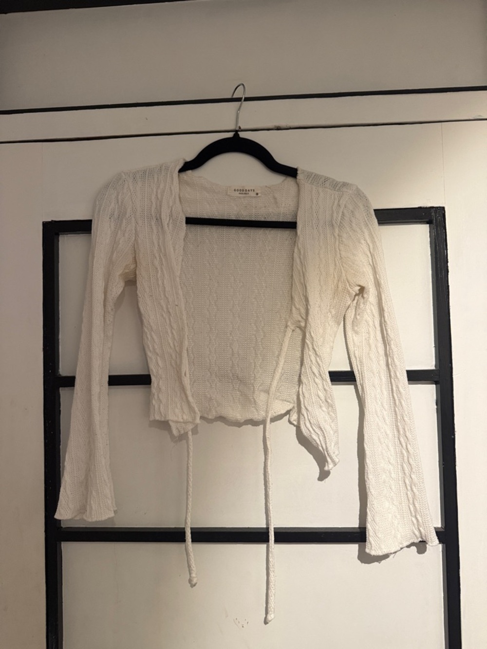 Cream Cable Knit Tie-Front Cardigan